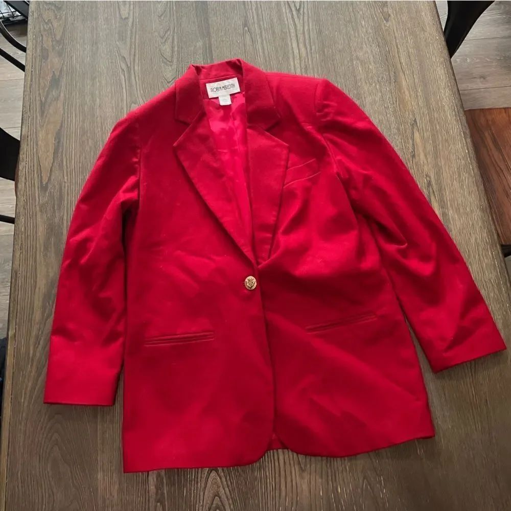 Robyn Meredith Cherry Red Vintage 100% Wool Button Front Vest Size 12